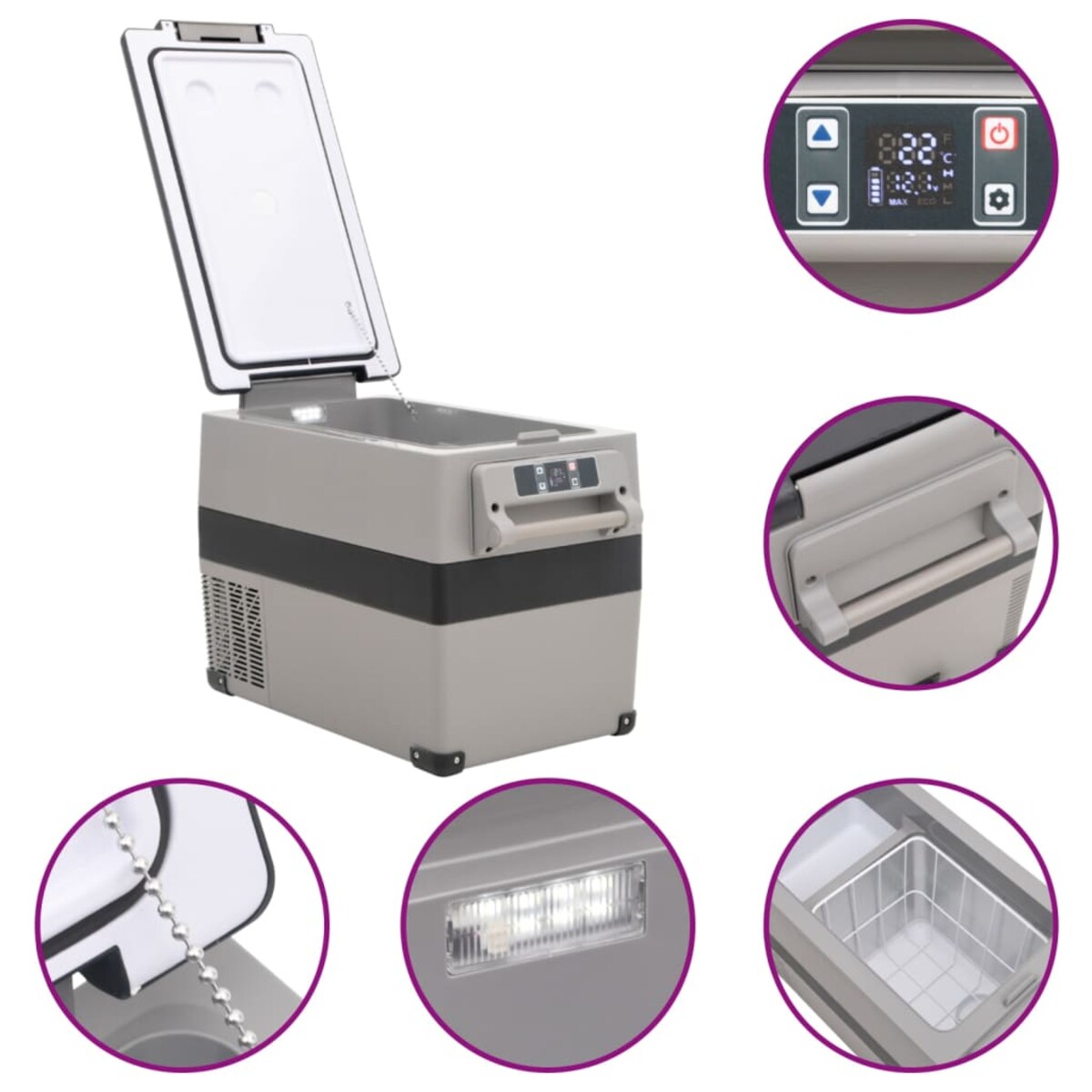 vidaXL Lodówka z uchwytem, czarno-szara, 35 L, PP i PE