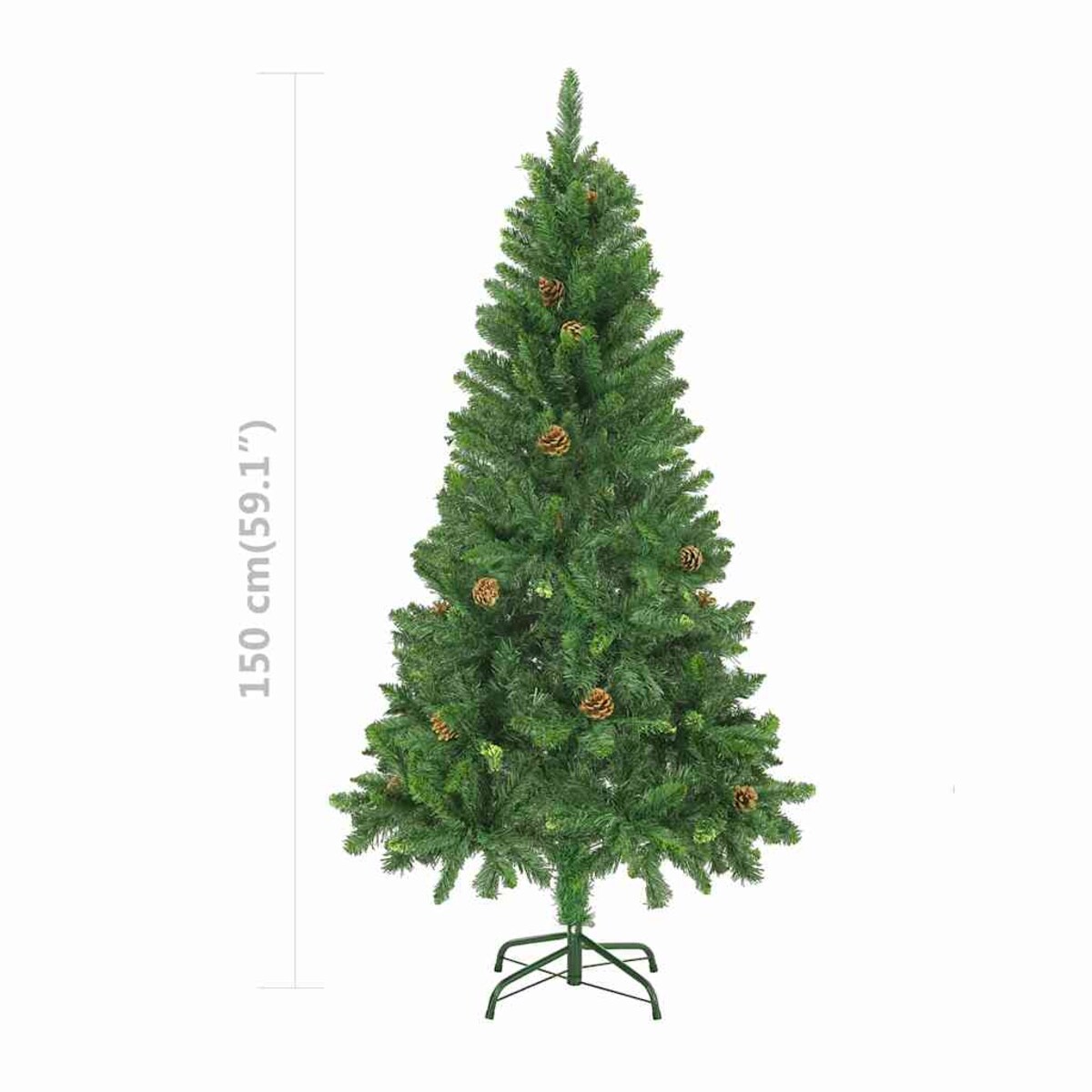 vidaXL Sztuczna choinka z lampkami, bombkami i szyszkami, 150 cm