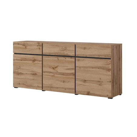 Komoda CROSS 3D3S 180cm dąb wotan/czarna