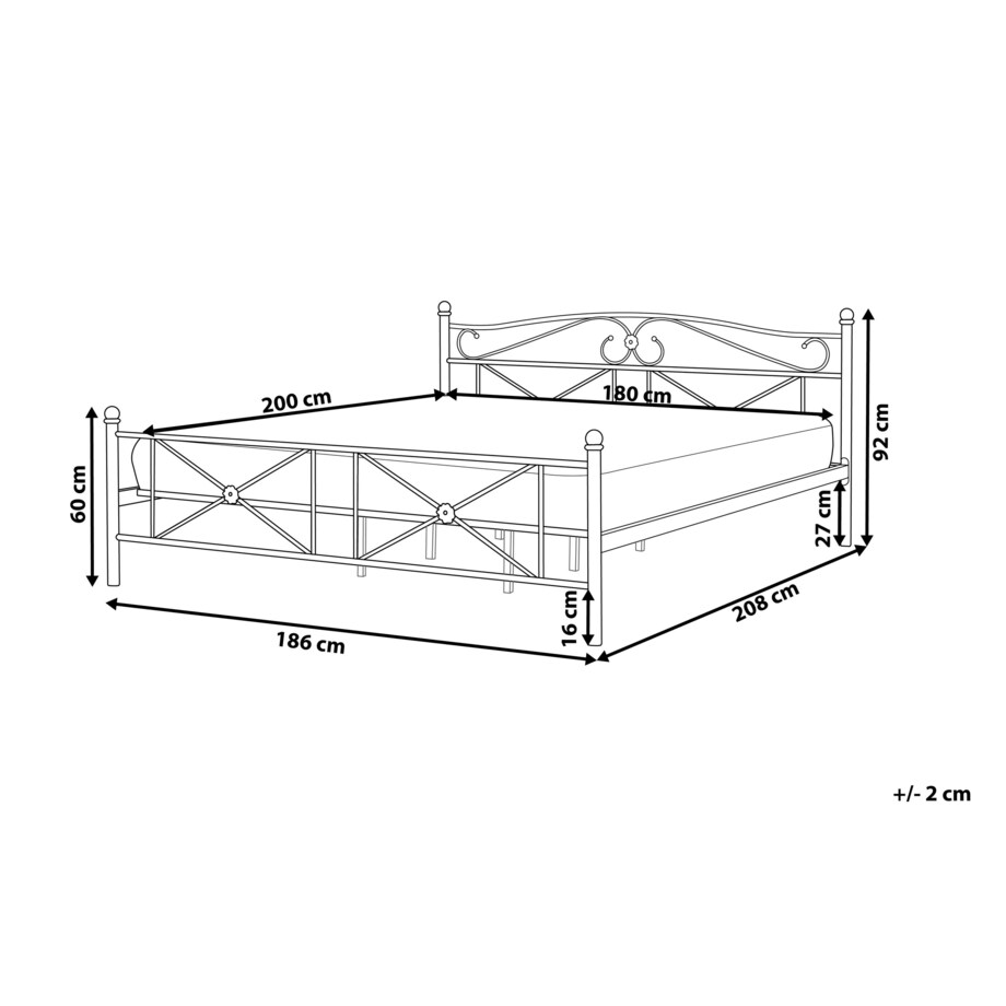 Łóżko metalowe 180 x 200 cm czarne RODEZ