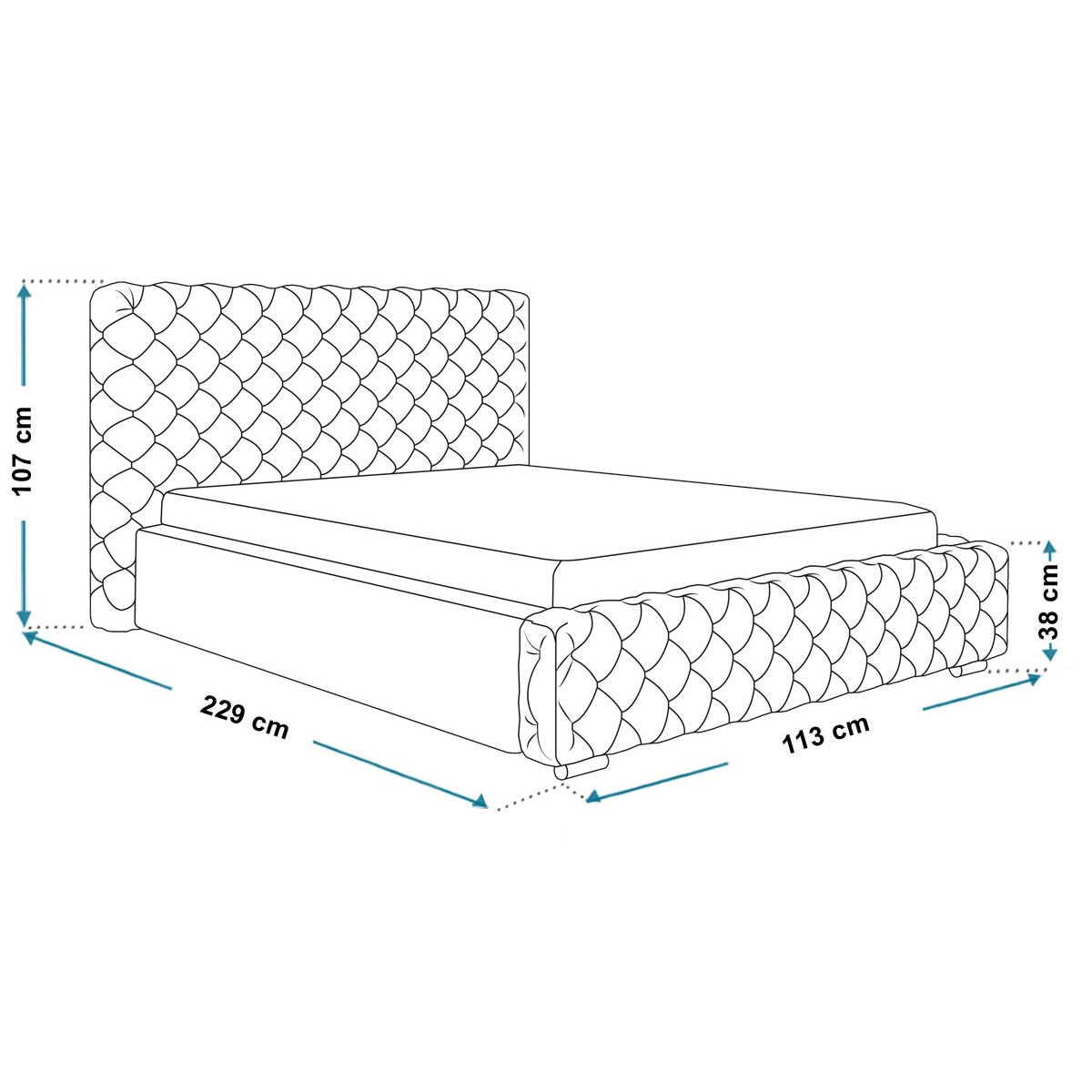 Łóżko jednoosobowe z pojemnikiem 90x200 BEN 12- butelkowa zieleń