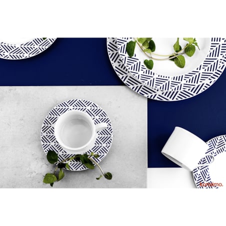 Konsimo LIVIDUS Talerz głęboki, biały/niebieski