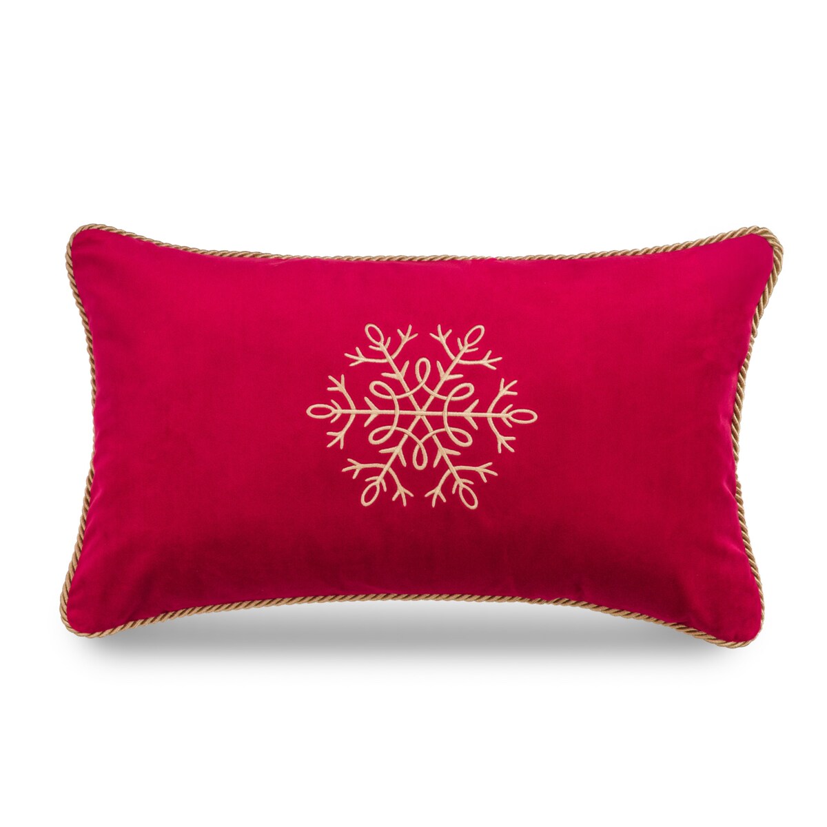 Welurowa czerwona poduszka Snowflake 50 x 30 cm
