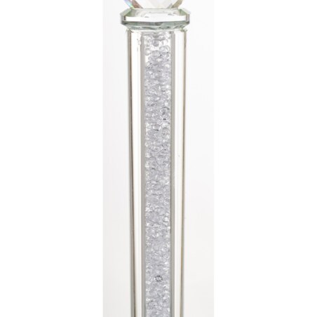 Świecznik szklany na 1 świecę z kloszem 70x9x9 cm RURKA biały mini