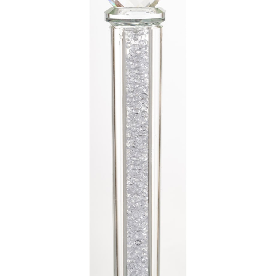 Świecznik szklany na 1 świecę z kloszem 70x9x9 cm RURKA biały mini