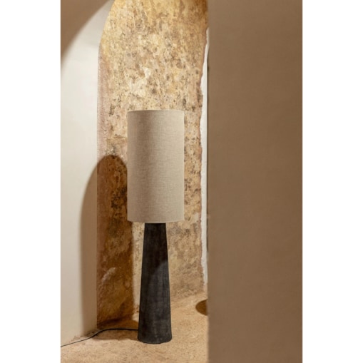 Lampa podłogowa Loana z lnu i włókna szklanego czarna 140 cm