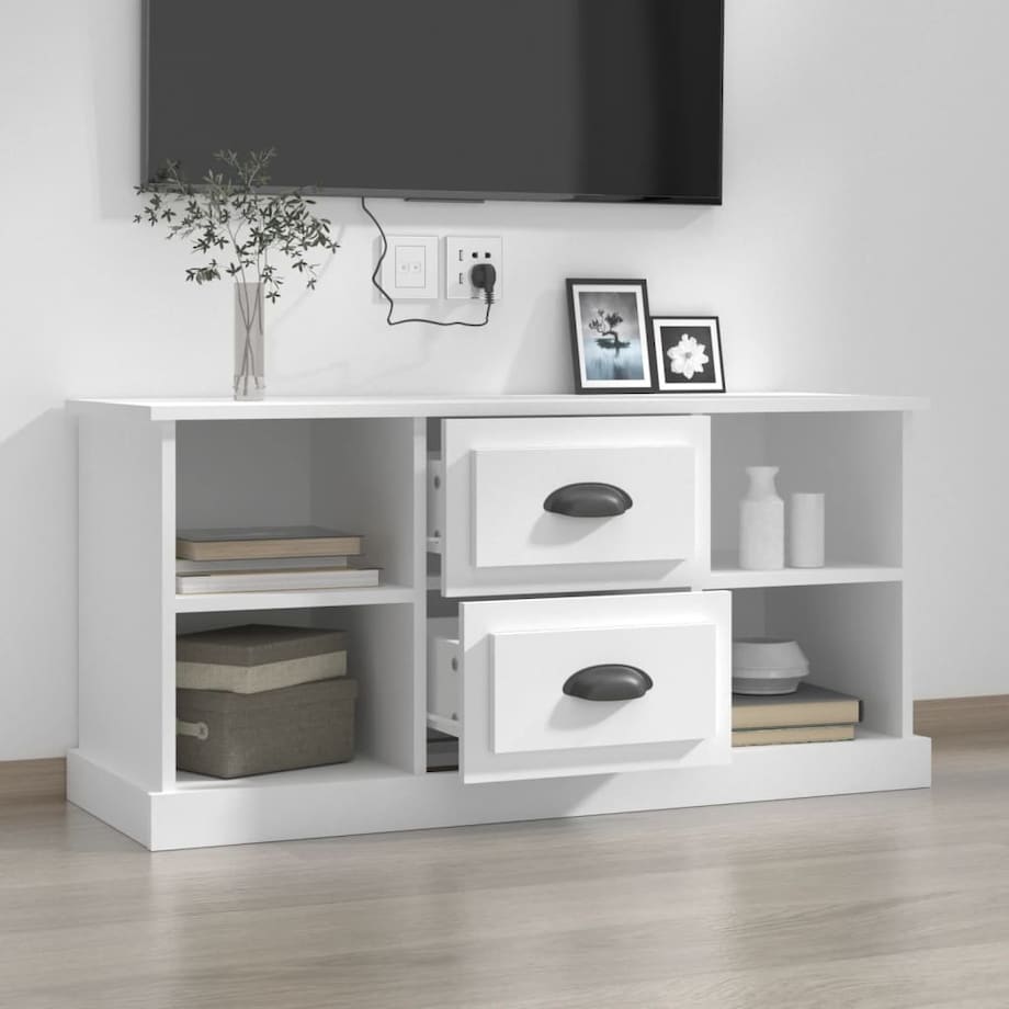 vidaXL Szafka pod TV, biała, 99,5x35,5x48 cm, materiał drewnopochodny