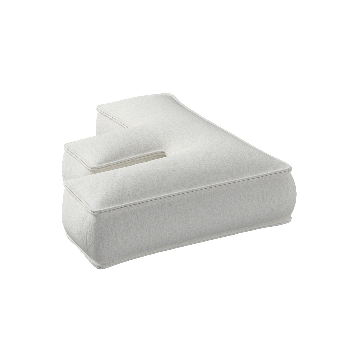 Poduszka literka F, biały, 35x40cm, Boucle