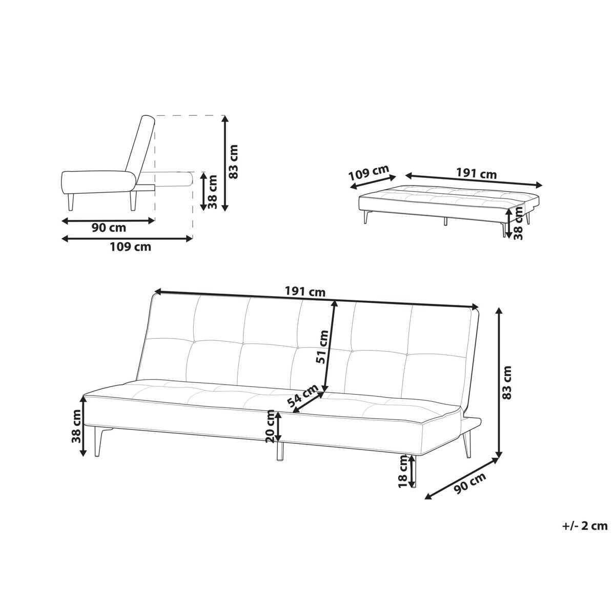 Sofa rozkładana jasnoszara ESSVIK