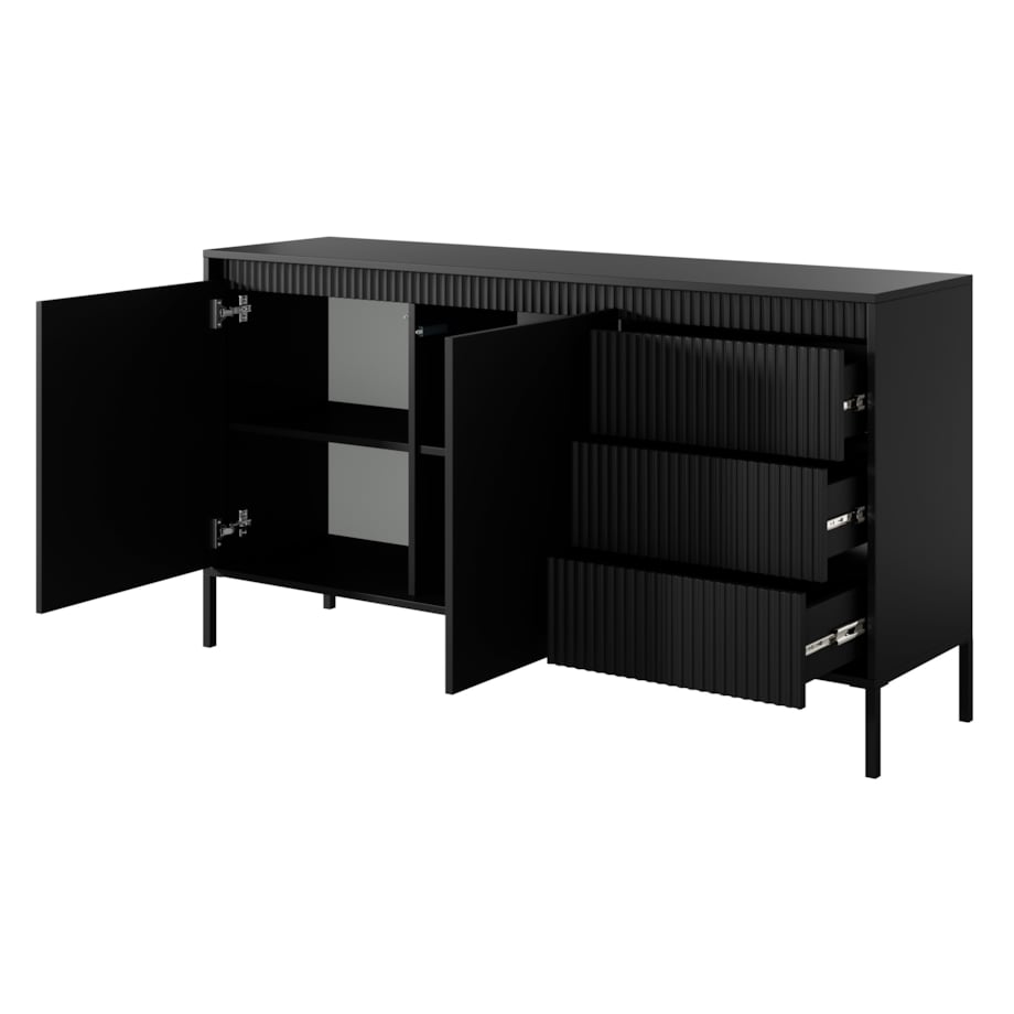 Komoda 153 2D3S ENSO ryflowana, czarna