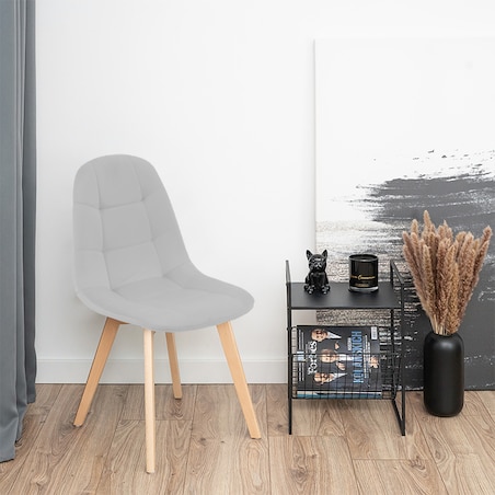 Krzesło skandynawskie tapicerowane welurowe nowoczesne szare