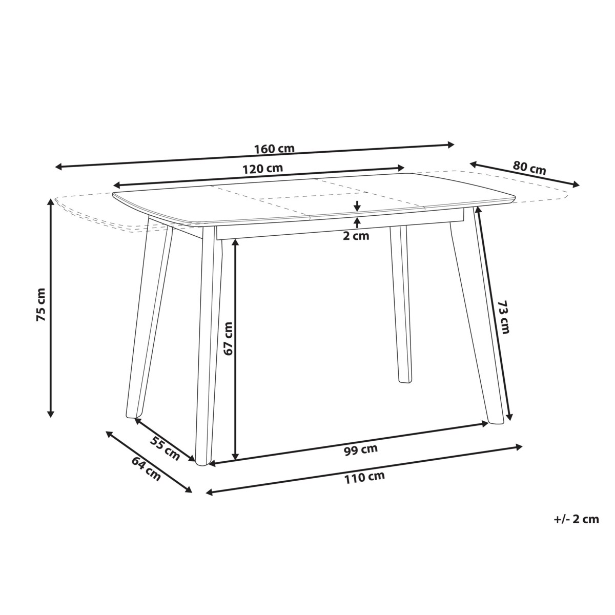 Stół do jadalni rozkładany SANFORD Biały 120/160 cm 80 cm