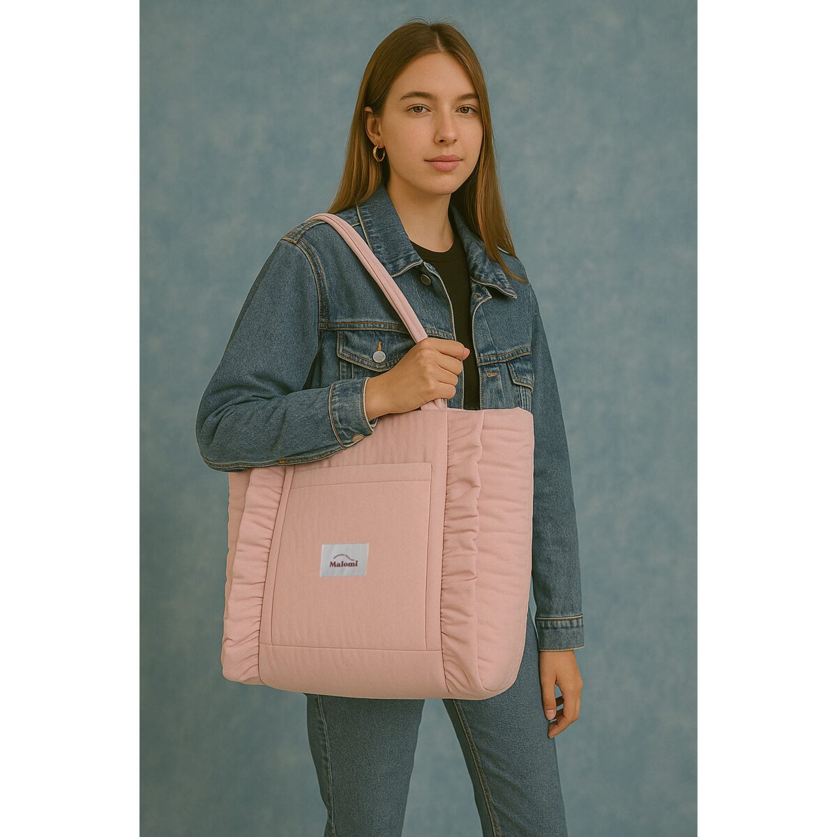 Torba shoper z falbanką pink