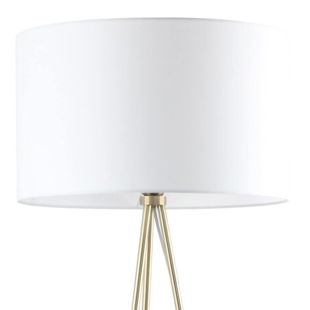 Stojąca lampa do sypialni Cara A4001-GLD Zumaline z abażurem metalowa biała