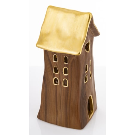 Dolomitowy domek na tea-lighty 20,5x9,5x9 cm brązowy big