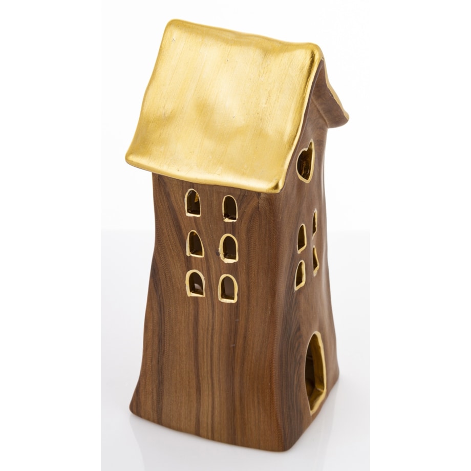 Dolomitowy domek na tea-lighty 20,5x9,5x9 cm brązowy big