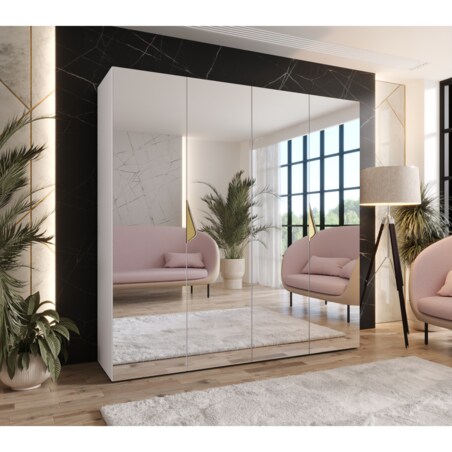 Szafa uchylna z lustrem Sandi 3 200 wys 202 cm Biały + u Złoty