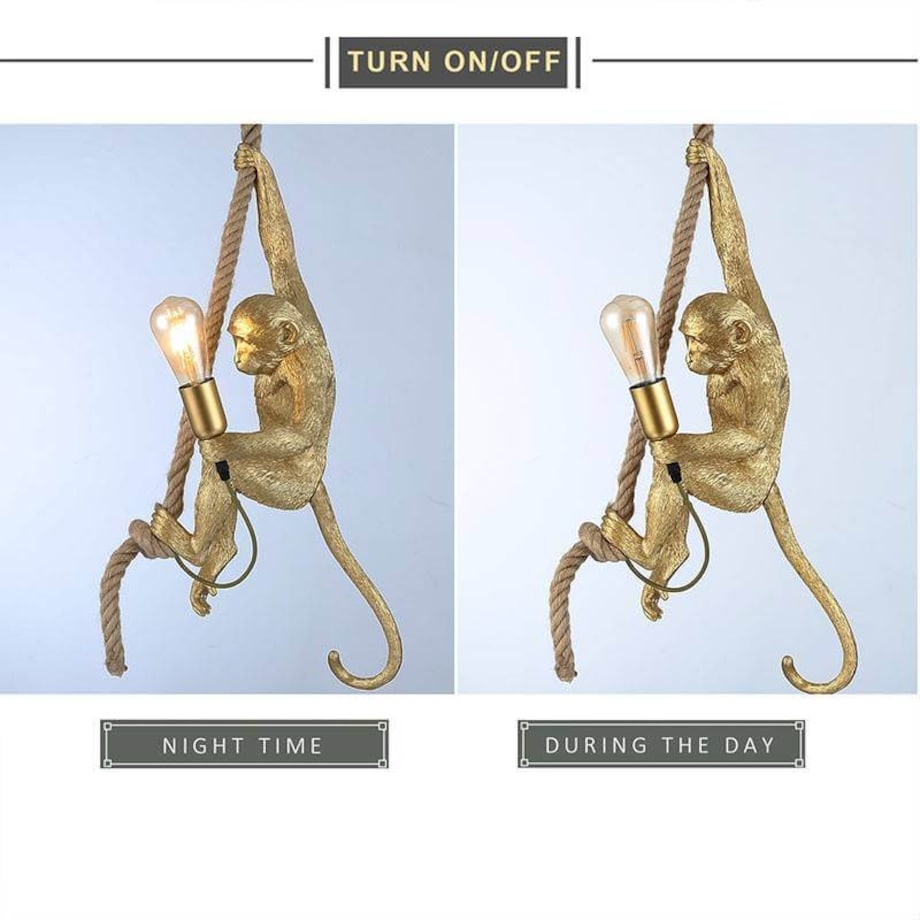 Zwieszana lampa małpka Monkey ABR-KAR-G Abruzzo lina dekoracyjna złoty