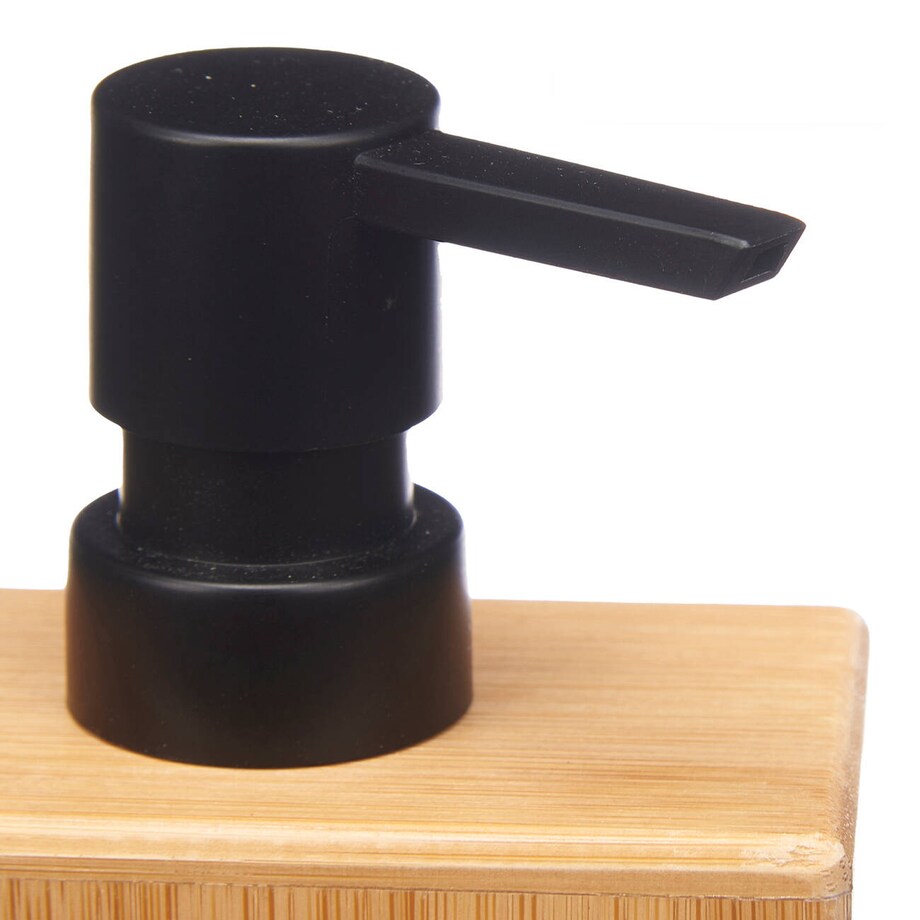 Dozownik do mydła w płynie, kwadratowy, z bambusa, 5,8 x 9,7 x 15 cm