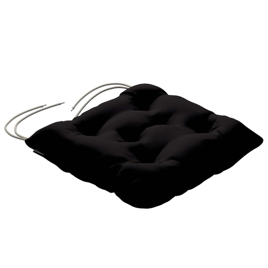 Poduszka na krzesło Jacek, Black (czarny), 38 x 38 x 8 cm, Cotton Panama