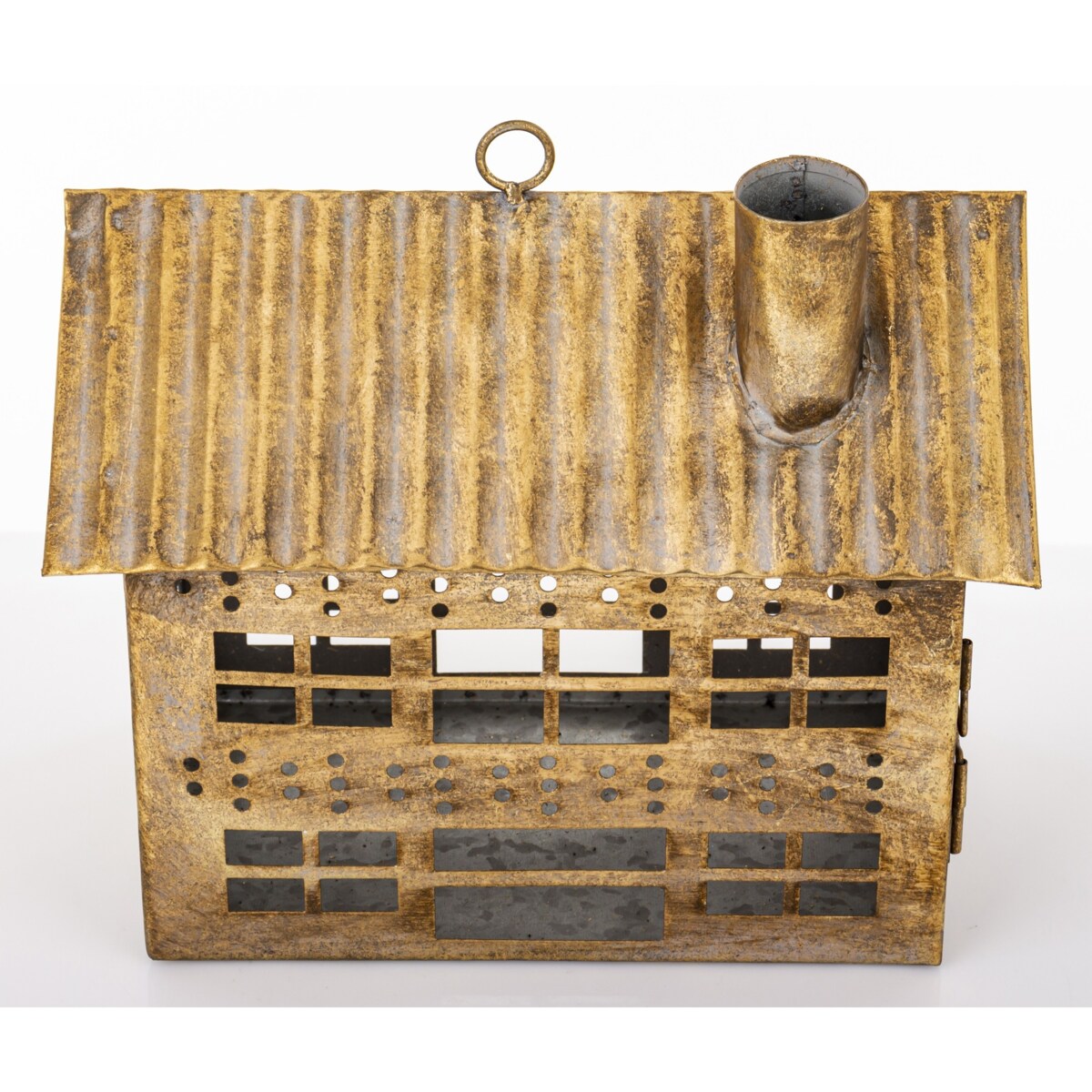 Dekoracja - metalowy domek 21,5x24,5x15 cm MUOYA z szerokimi drzwiczkami