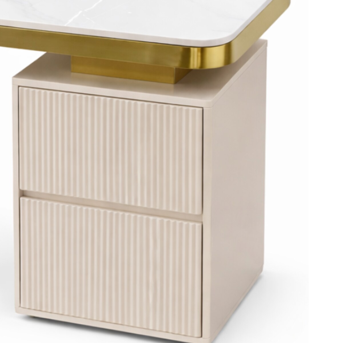 Biurko Matrix Premium – kaszmirowo złote biurko Glamour z kamiennym blatem