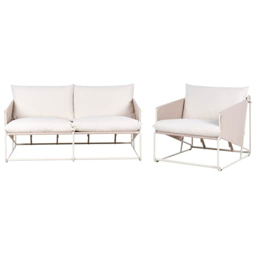 Zestaw ogrodowy dla 3 osób PONTE Metal Beżowoszary