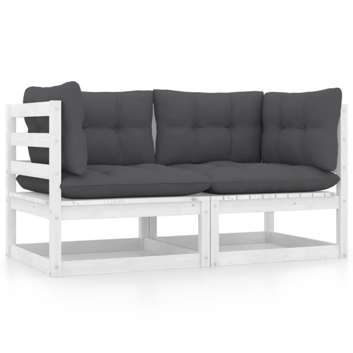 vidaXL 2-osobowa sofa ogrodowa z poduszkami, biała, drewno sosnowe
