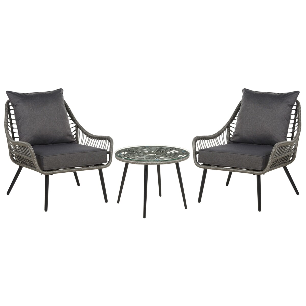 Zestaw mebli balkonowych z poduszkami LAURETO Technorattan Szary