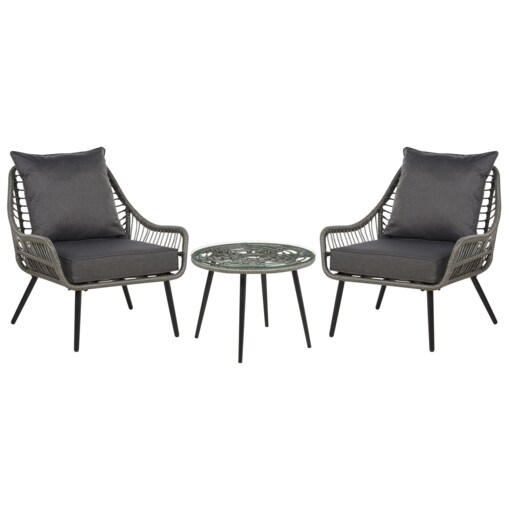 Zestaw mebli balkonowych z poduszkami LAURETO Technorattan Szary