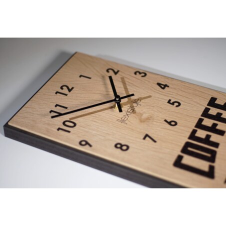 Nowoczesny drewniany zegar kuchenny Coffee Idea