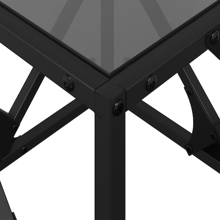 vidaXL Stolik kawowy z czarnym, szklanym blatem, 40x40x41 cm, stal