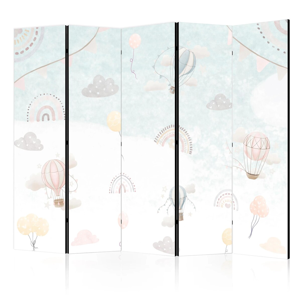 Parawan jednostronny Dla dzieci 225x172 cm 5-częściowy biały