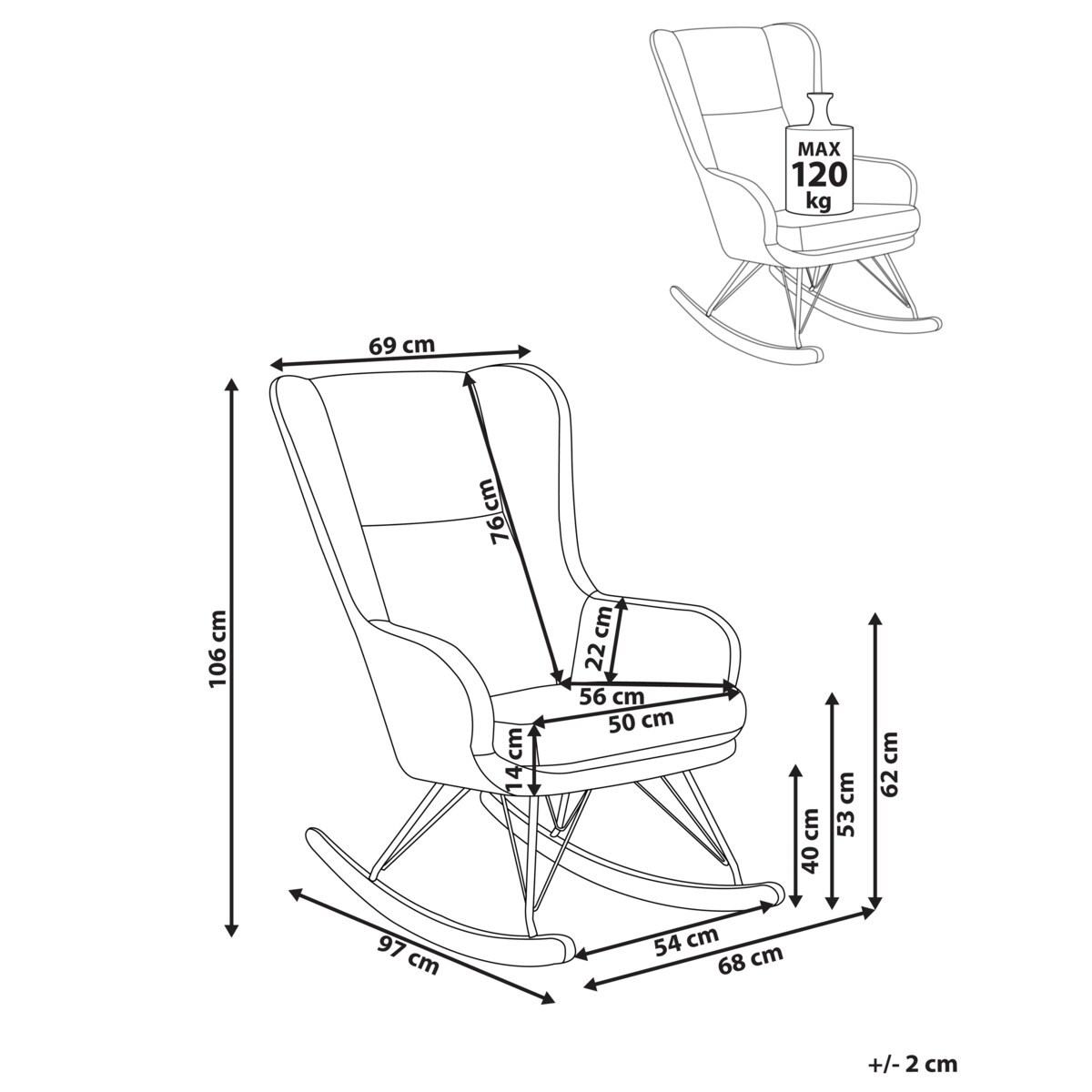 Fotel bujany LUOMA Boucle Beżowy