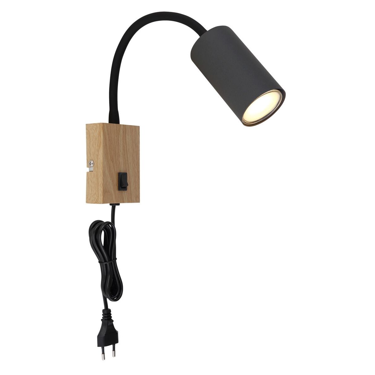 Lampa ścienna regulowana Robby 57911WG grafitowa drewniana