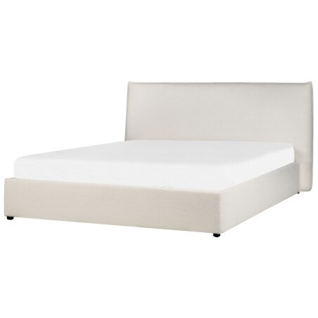 Łóżko z pojemnikiem boucle 160 x 200 cm złamana biel LAVAUR