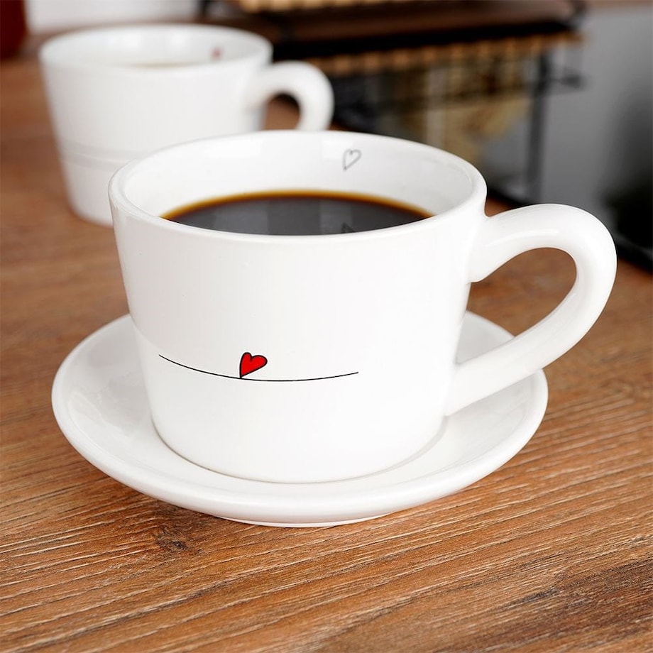 Kubki / filiżanki z uchem ceramiczne białe SERDUSZKA zestaw 2 szt. 200 ml
