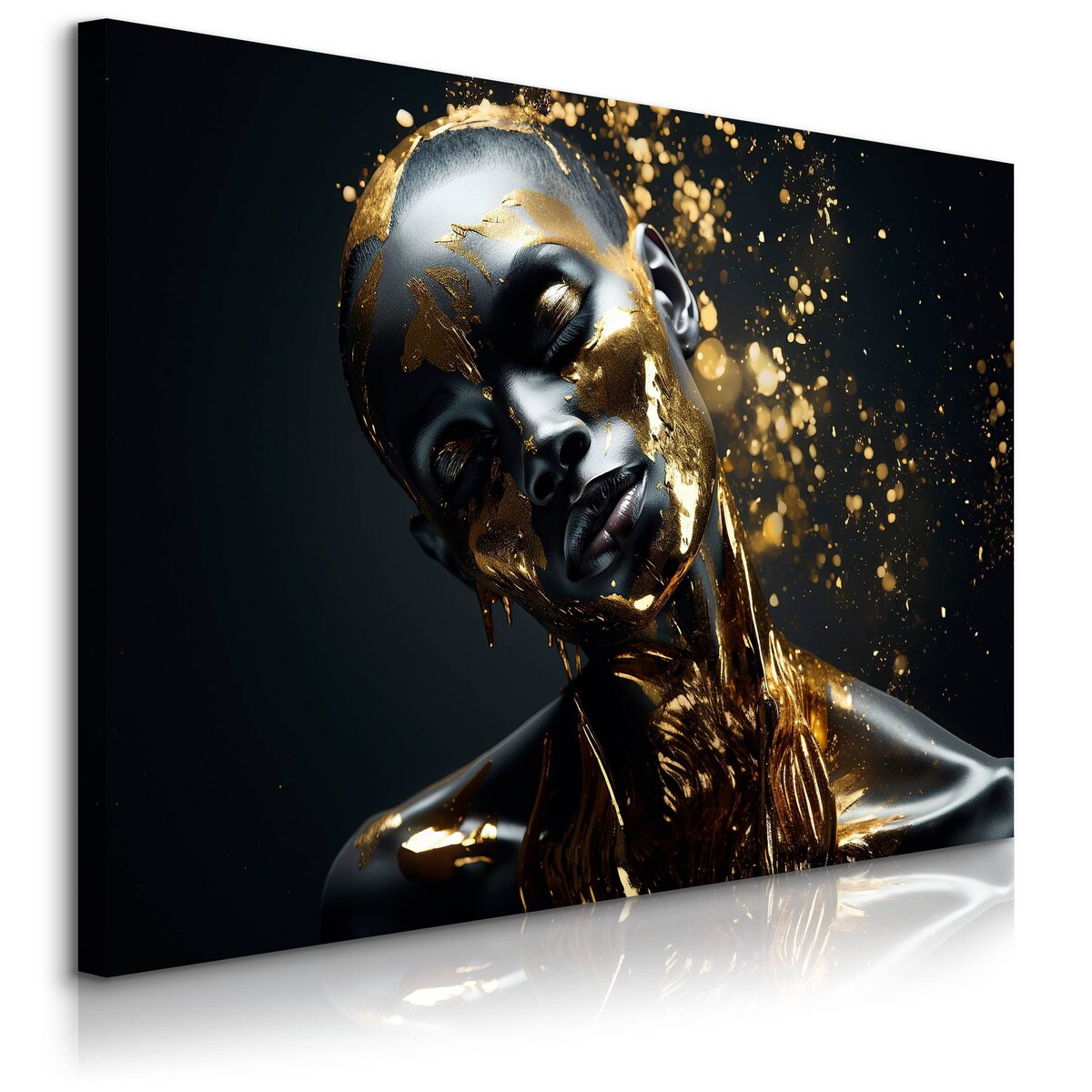 Obraz Canvas Abstrakcyjny Portret Kobiety Glamour Elementy Złota 70x50cm