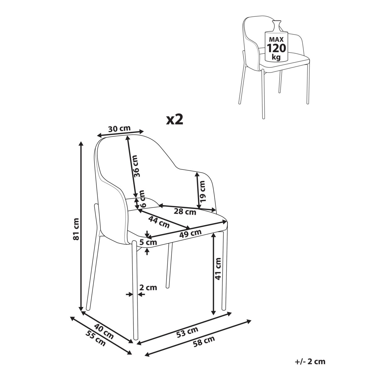 Zestaw 2 krzeseł do jadalni RATON Sztruks Złamana biel