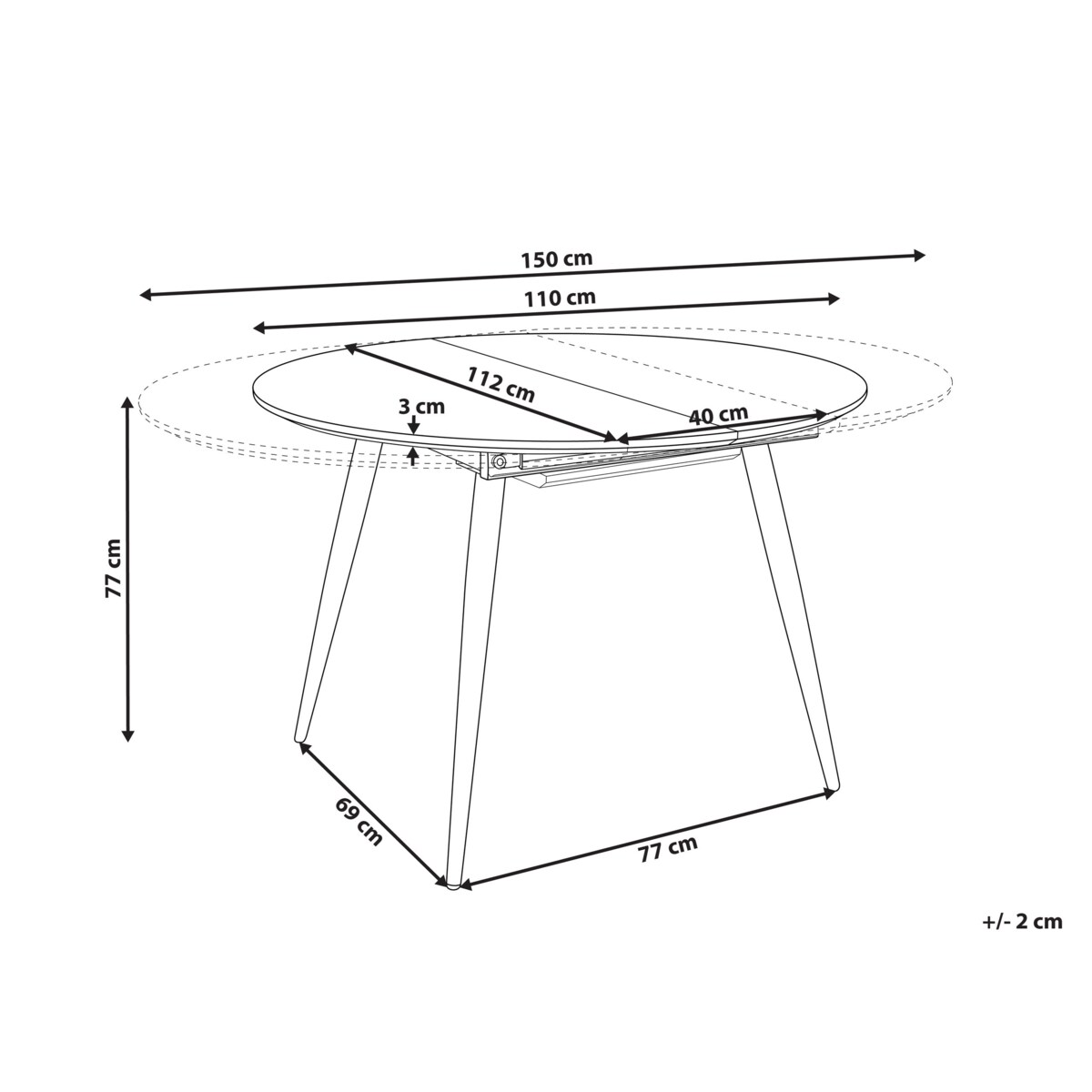 Stół do jadalni rozkładany SENIAC Brązowy 110/150 cm 112 cm
