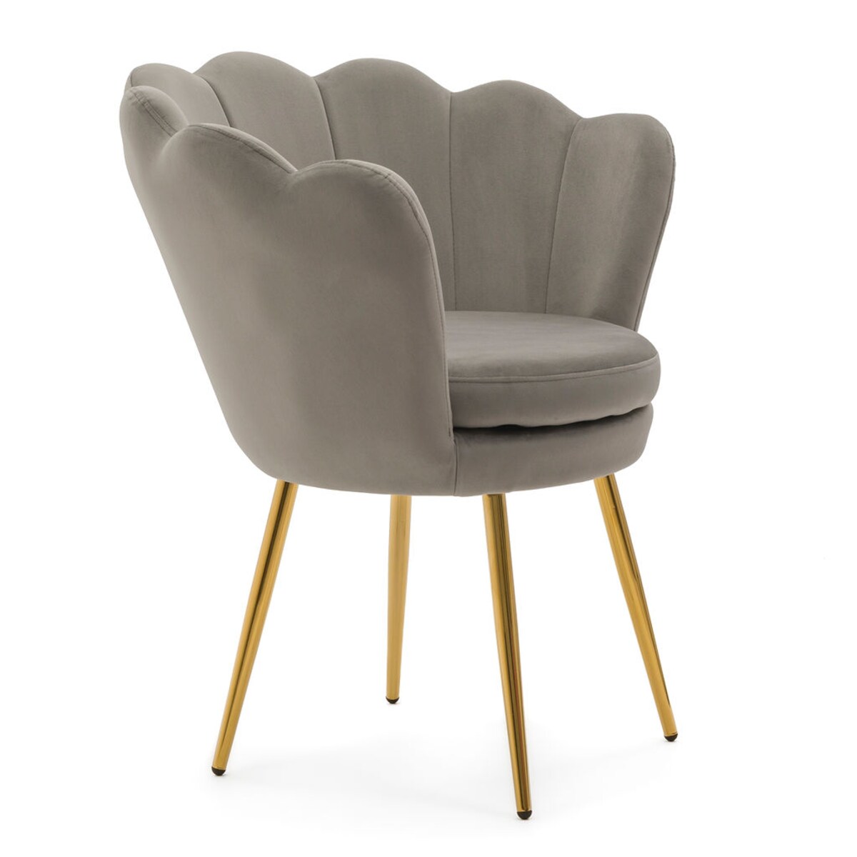 KRZESŁO TAPICEROWANE ZŁOTE NOGI GLAMOUR SHELL SZARE DO SALONU TOALETKI