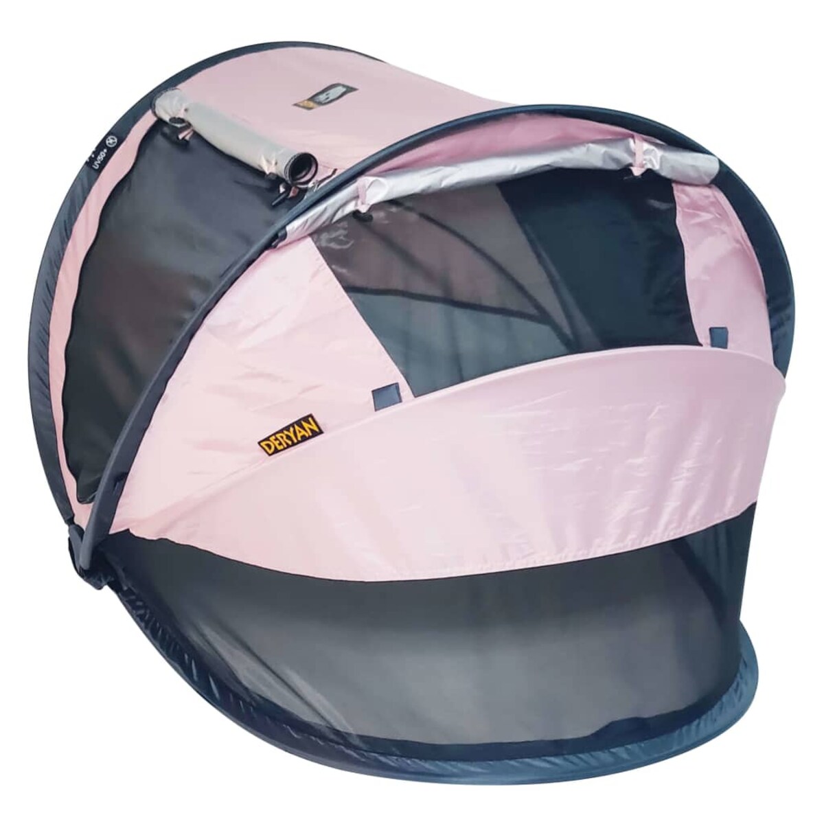 DERYAN Łóżeczko turystyczne pop-up Toddler Luxe z moskitierą, różowe