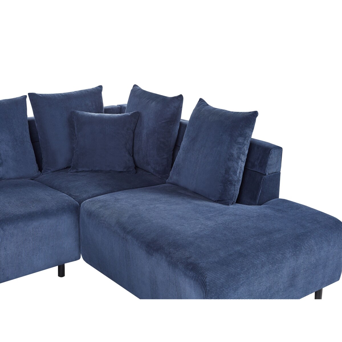 Narożnik LUNNER Sztruks Ciemnoniebieski dla 4 osób Lewostronny
