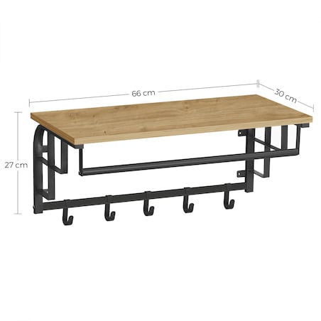 Półka Z Wieszakami w nowoczesnym stylu dąb artisan, czarny