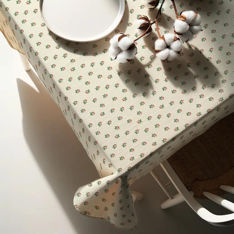 Obrus świąteczny - Jemioła i kokardka 140x220 cm