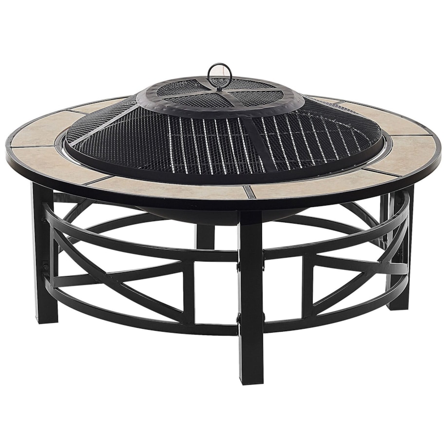 Palenisko ogrodowe z grillem stalowe czarne HIERRO