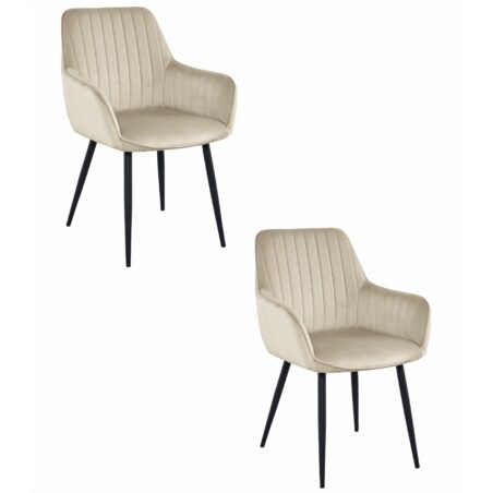 Krzesło Do Jadalni Kuchni Salonu Solden - Aksamit Beż / Nogi Czarne X 2