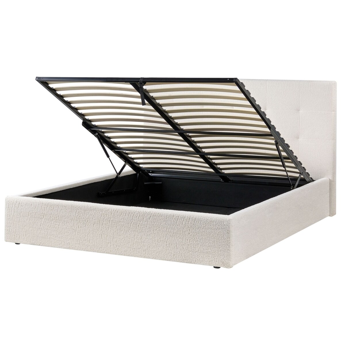 Łóżko z pojemnikiem Boucle LORIENT 160 x 200 cm Złamana biel