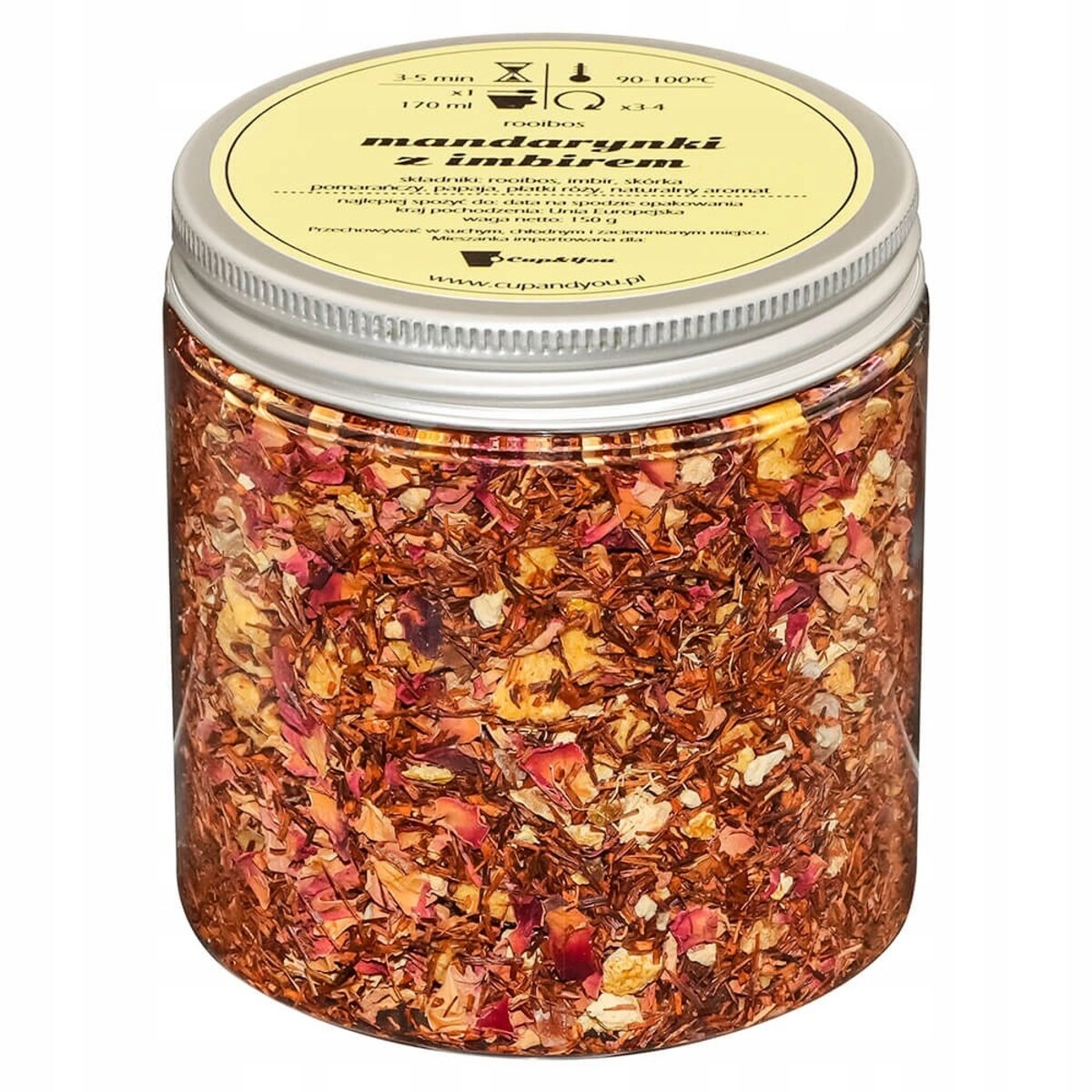 Herbata Rooibos MANDARYNKI Z IMBIREM o smaku mandarynkowo imbirowym Cup&You - herbata liściasta sypana mieszanka napar susz - gotowa na prezent upominek