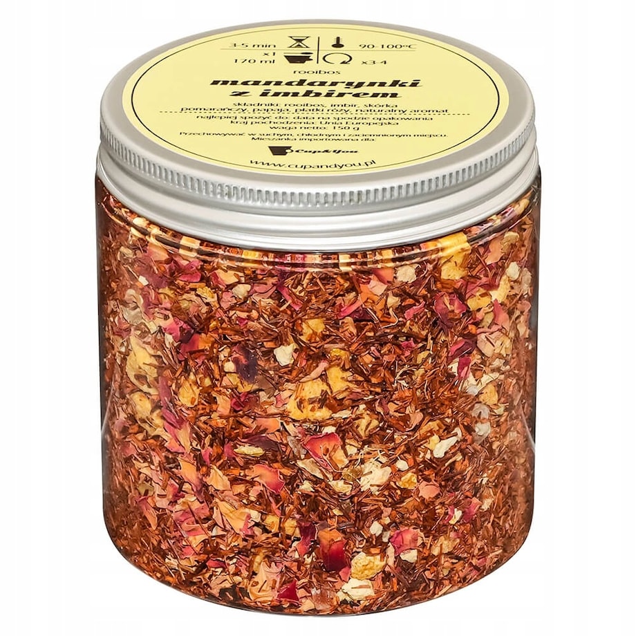 Herbata Rooibos MANDARYNKI Z IMBIREM o smaku mandarynkowo imbirowym Cup&You - herbata liściasta sypana mieszanka napar susz - gotowa na prezent upominek